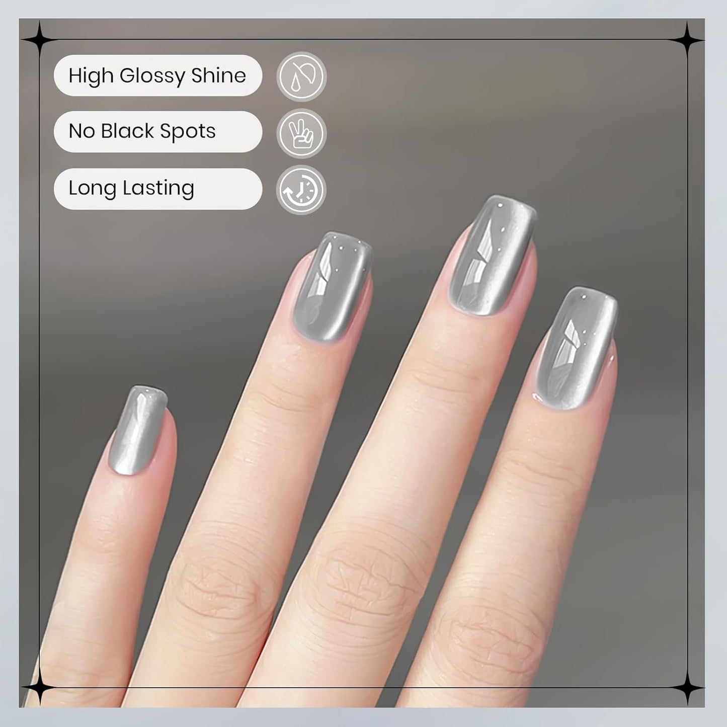 Moonlight Cat Eye Gel Nail Polish 10ml Silk Magnetic Nail Polish Glass Cateye Gel Polish with Magnetic Stick Soak Off UV LED Nail Lamp Nail Art Manicure Salon Home DIY 001, Gray