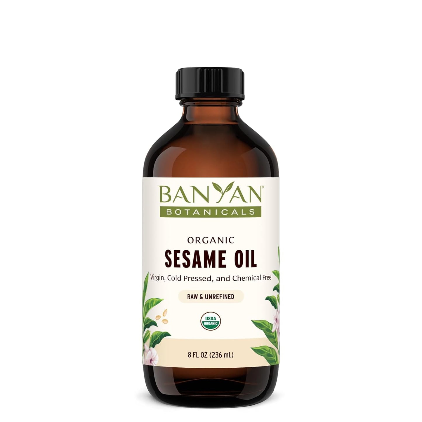 Banyan Botanicals Sesame Oil – Organic & Unrefined Sesame Oil for Skin, Body, Hair & More – Multiple Sizes – 8 oz – Non GMO Sustainably Sourced Vegan