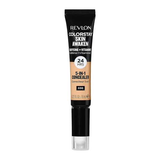 Revlon ColorStay Skin Awaken 5-in-1 Concealer, Lightweight, Creamy Longlasting Face Makeup with Caffeine & Vitamin C, For Imperfections, Dark Circles & Redness, 030 Light Medium, 0.27 fl oz