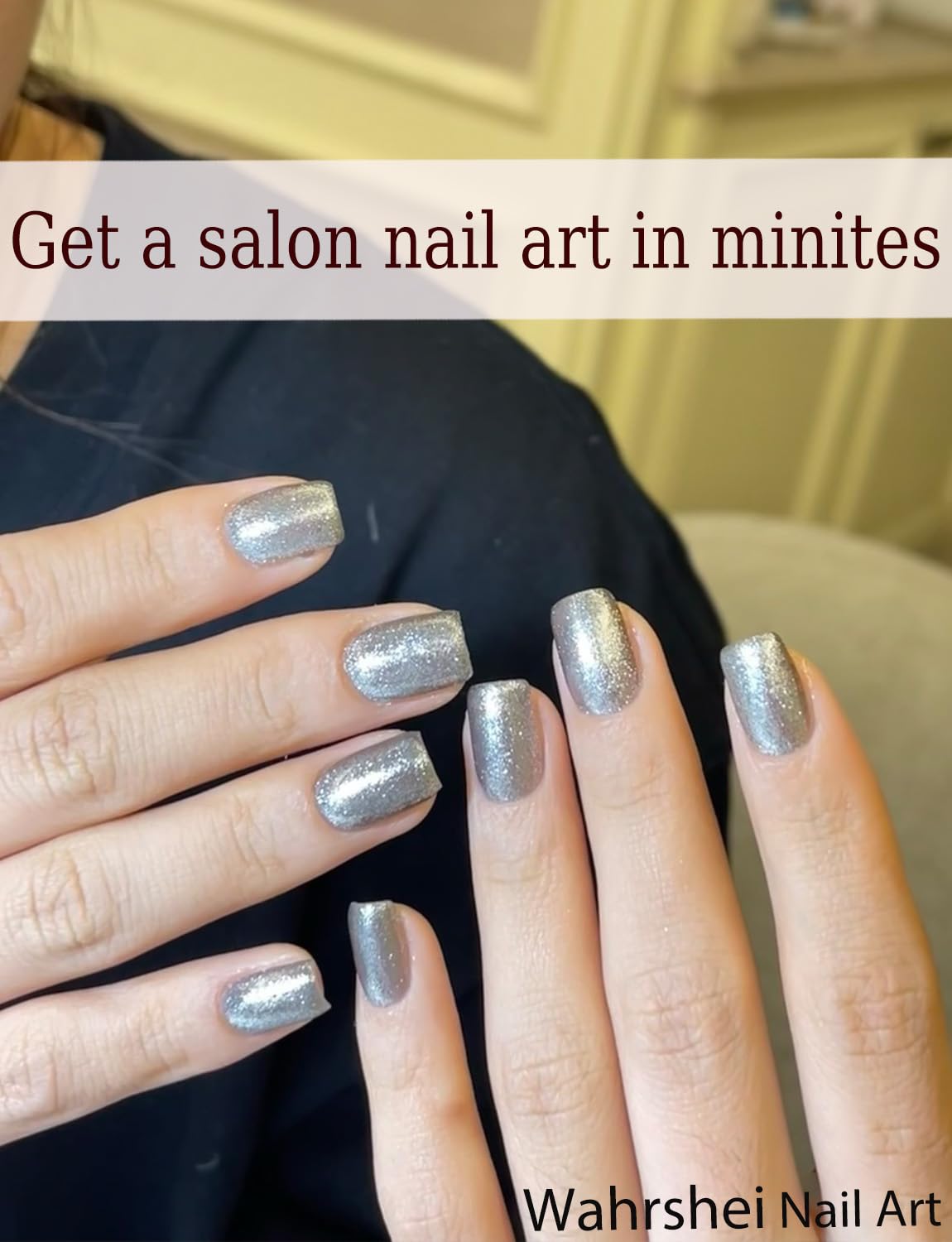 Semi Cured Gel Nail Strips, 20pcs Diamond Glitter Gel Nail Stickers UV for Home Nails DIY