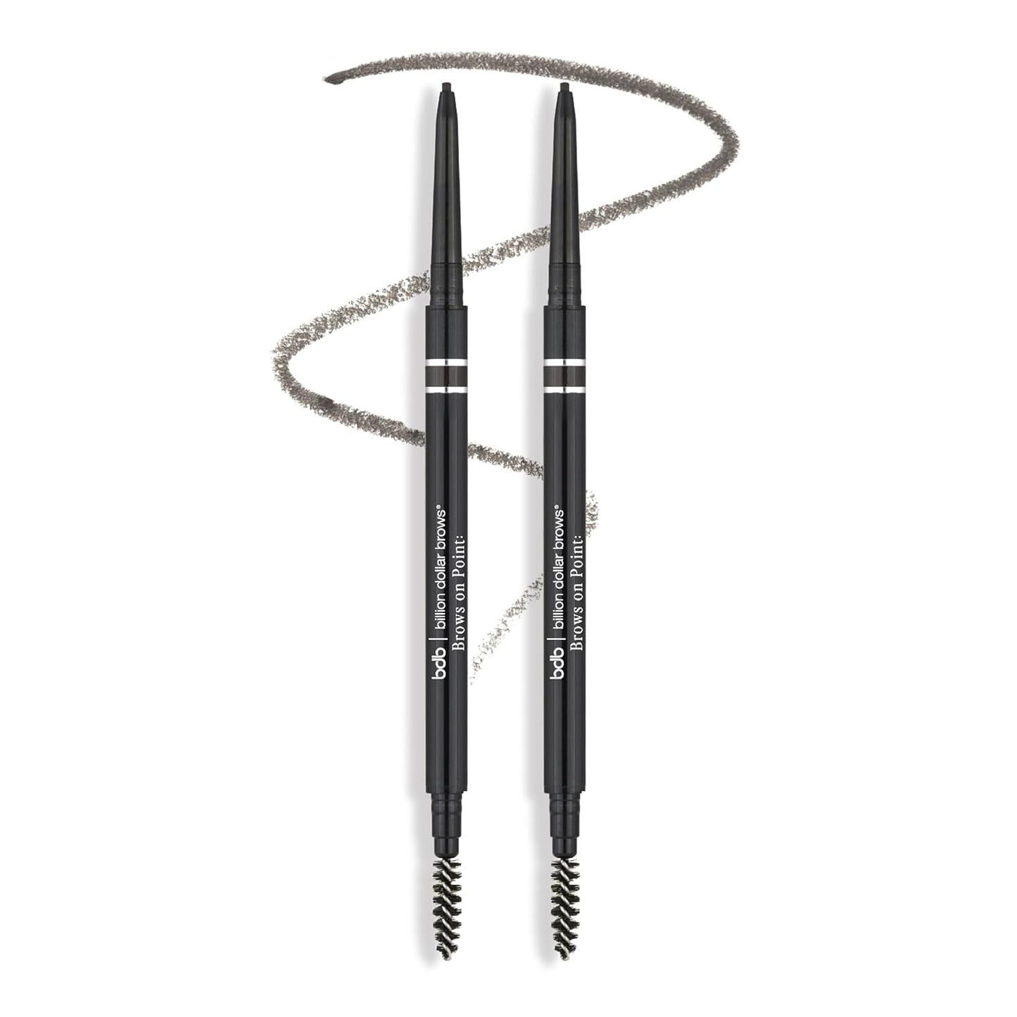 bdb Brows on Point Micro Brow Pencil - Precision Tip & Spoolie, Waterproof, Define Shape & Fill Brows, Black Raven, 2-Pack