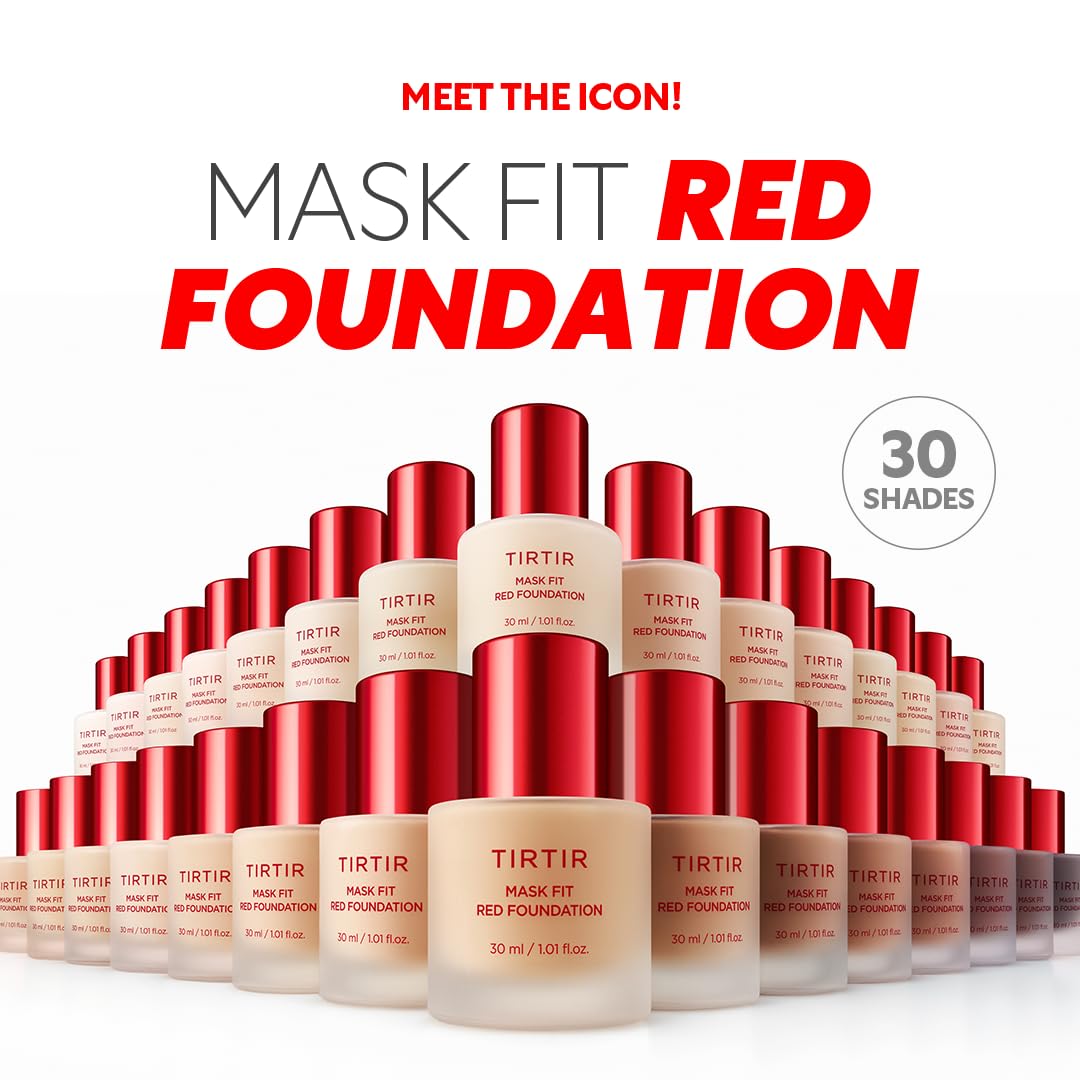 TIRTIR Mask Fit Red FoundationㅣLong Lasting Flawless Coverage, Energy Essence, Lightweight, Hydrating, Pore-Blurring, Breathable Satin Finish, Makeup, Radiant Skin, #21W Natural Ivory, 1.01 Fl Oz