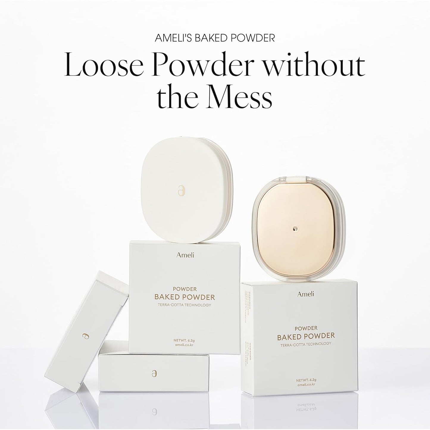 BAKED POWDER 005 SNOW WHITE, Terra-Cotta Facial Powder, Crease-free, Smudge Free & Weightless Setting powder (6.2g, 0.014 oz.)