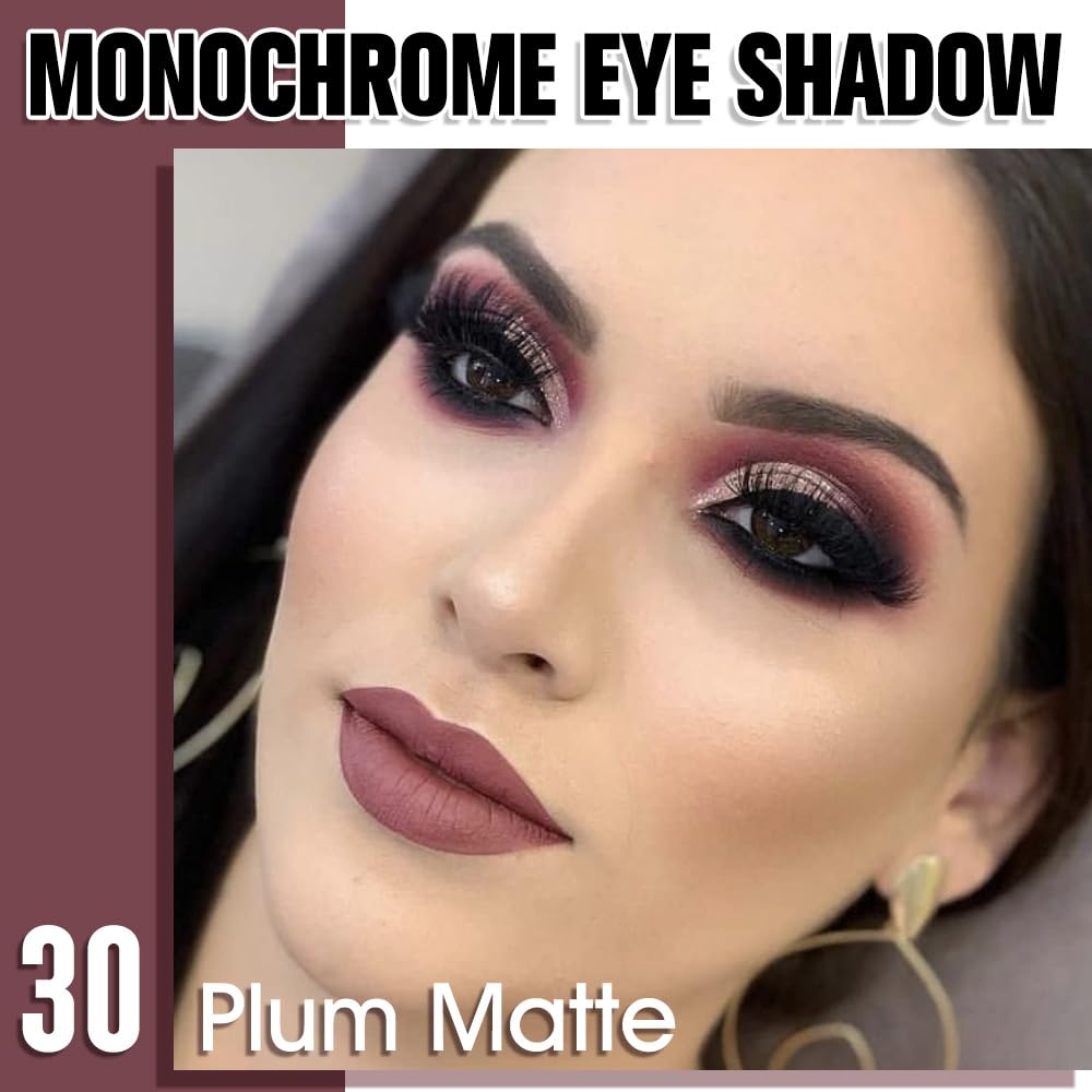 Plum Matte Eyeshadow Palette for Women, Single Monochrome Eye Shadow Makeup, Shiny Pressed Powder, Blendable Natural sombras para ojos, Holographic,Vegan,Travel -30