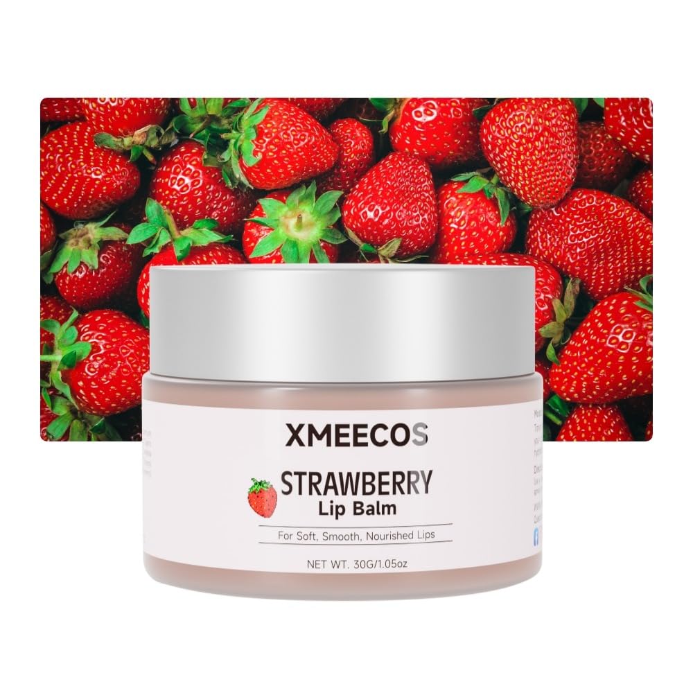 Beeswax lip balm with rose and jasmine, kiwi, strawberry, peach, cherry extract bee friendly 100% Natural for men and women, cruelty free moisturizing (30 Grams, Strawberry)