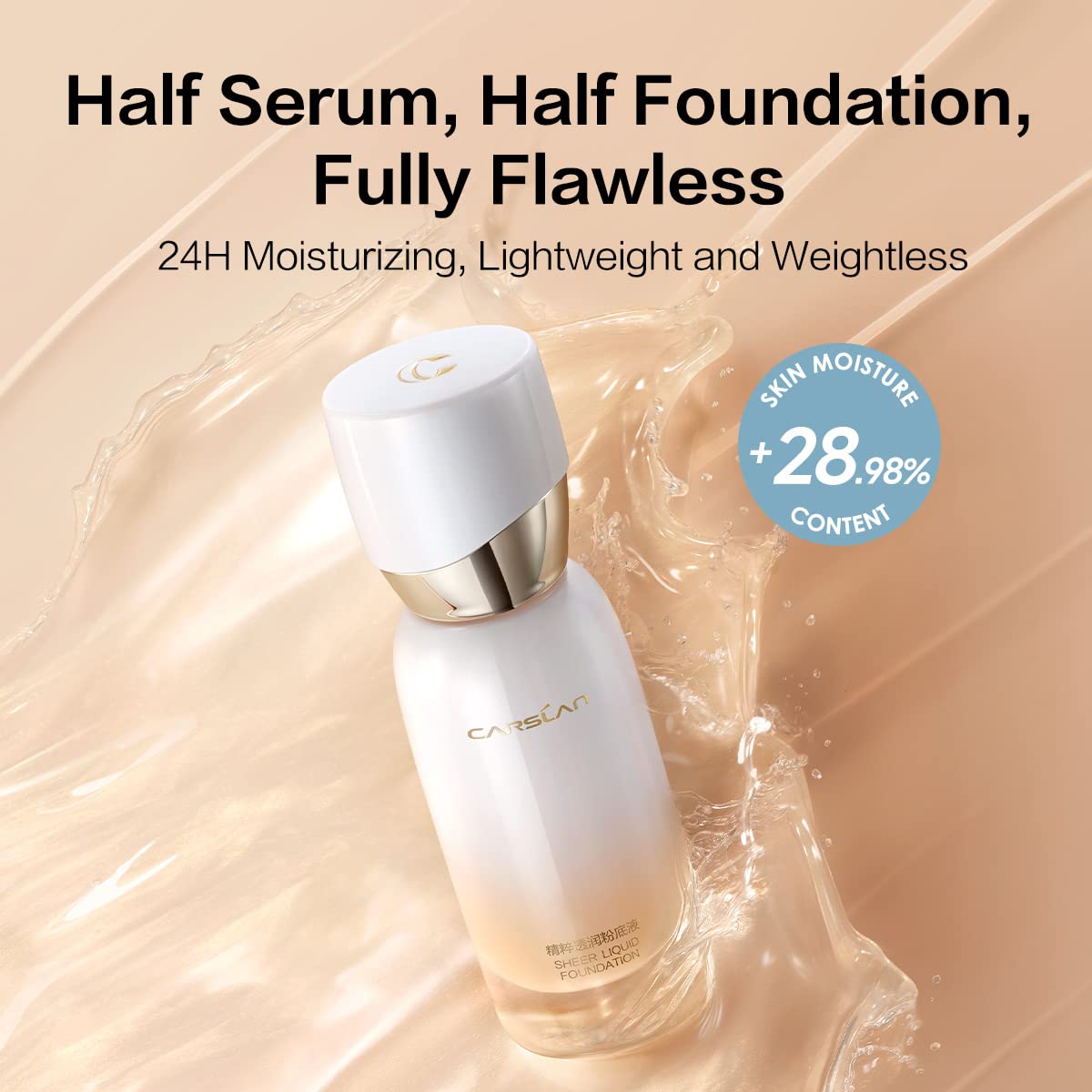 Sheer Liquid Foundation With Hydrating Serum, 24H Long-Lasting Moisturization, Medium Full Coverage, Anti-Aging, Build Dewy Health Skin, P01 Fair Porcelain, 1 FlOz