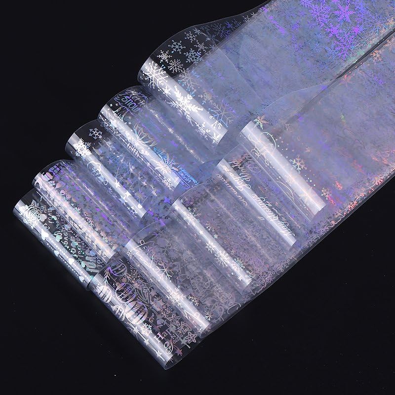 Christmas Nail Foil Transfer Stickers 10 Rolls Silver Snowflakes Skull Nails Stickers White Bunch Nail Foils 1 Box Colorful Starry Sky Paper Nail Decals Christmas Nails Art Sticker Nails Art Decals