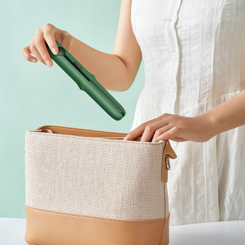 2025 New Mini Dual-Purpose Curling Iron, 2-in-1 Curling Wand Flat Iron Hair Straightener, Travel Curling Iron for All Hair Types (Dark Purple)