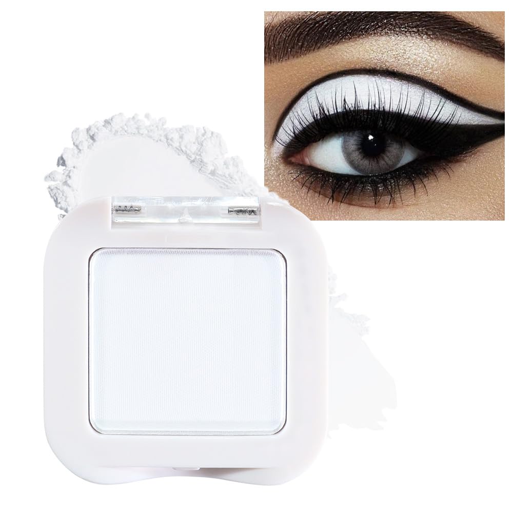 evpct Matte White Eyeshadow Singles, White Matte Cream Powder Eye Shadow Palette Makeup for Older Women, High Pigment Waterproof Monochrome Mini Eyeshadow Palette, sombra de ojos