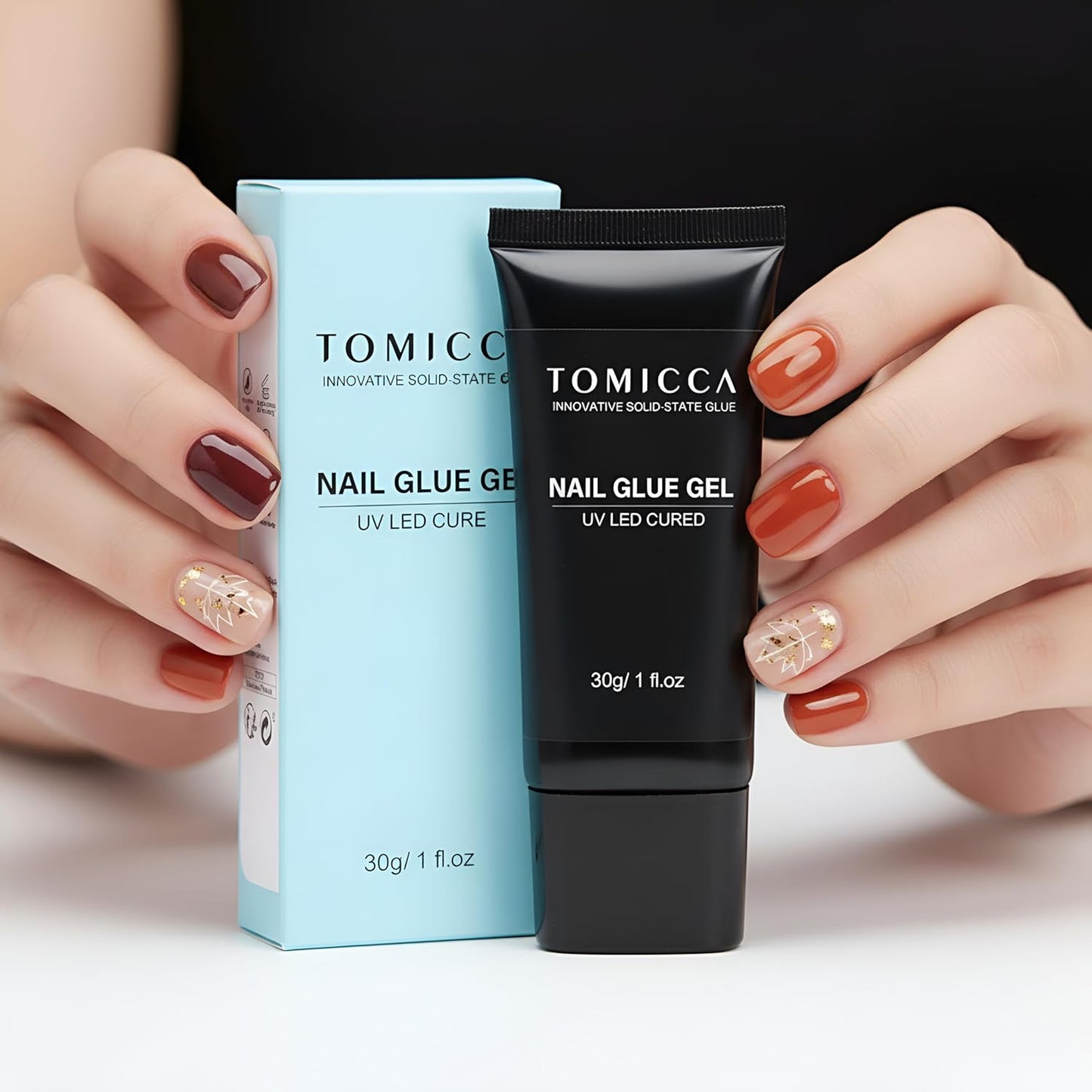 TOMICCA 4 in 1 Nail Glue for Press Ons 30g Gel Nail Glue Strong for Acrylic Nails Lamp Curing Needed UV