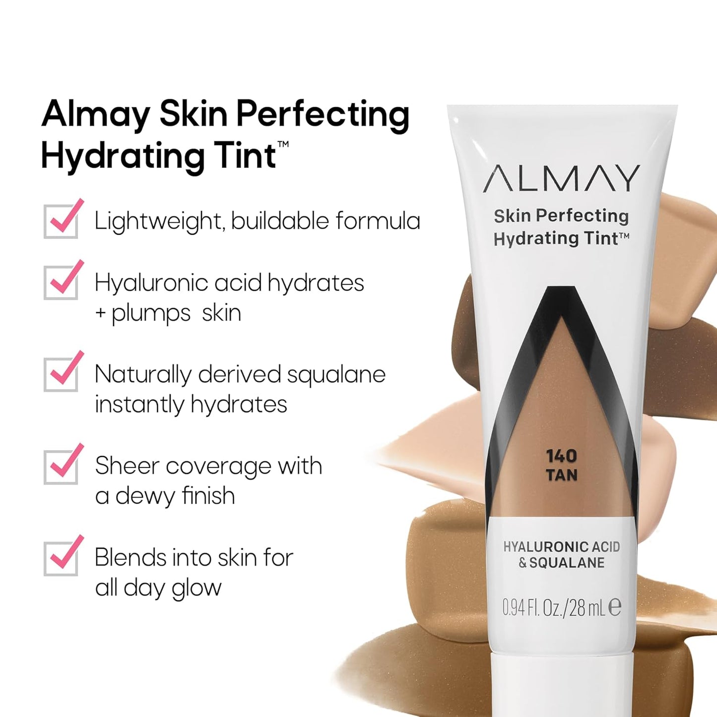 Almay Hydrating Liquid Foundation Tint, Lightweight with Light Coverage, Naturally Dewy Finish, Hypoallergenic, Dermatologist TestedFragrance Free, 160 Mahogany, 0.94 fl oz.