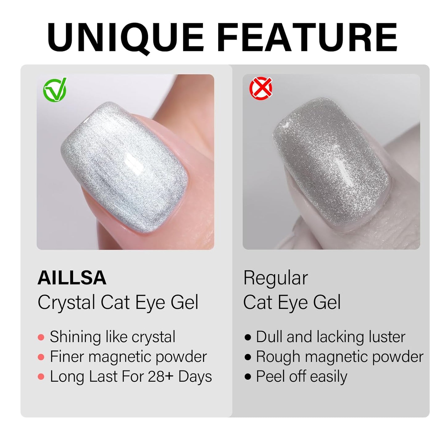 AILLSA Glass Cat Eye Gel Nail Polish, 15ml Nude Glitter Jelly Sheer Gel Polish, Translucent Magnetic Shimmer Sparkle Nail Art U V Salon 0.5 OZ GF34