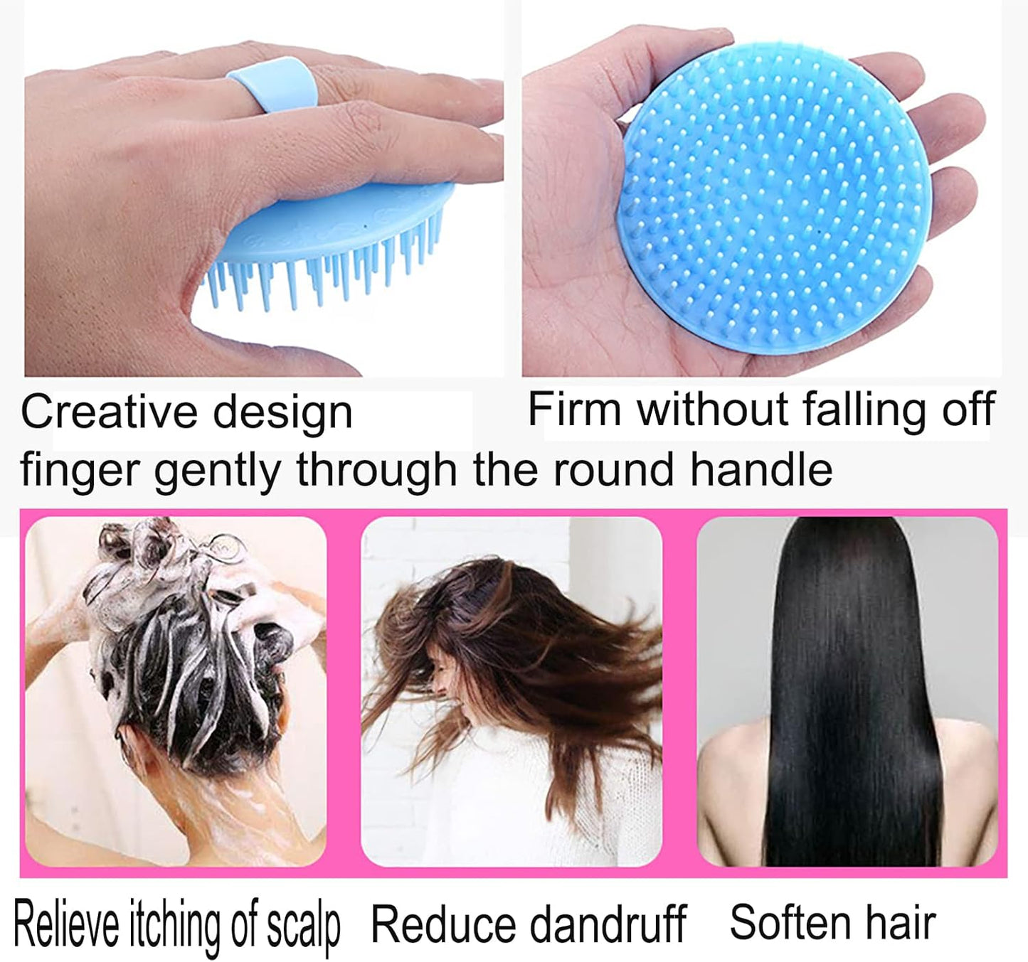 2 Pack Hair Scalp Massager Shampoo Brush Shower Head Scrubber Cleanser Massage Comb for Hair Growth Ease Dandruff Removal and Head Relaxation for Women and Men or Pets (Blue)