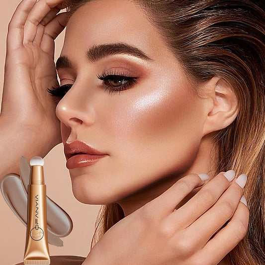 Bronzer Stick,Luxsea Brown Contour Beauty Wand,Liquid Contouring Stick with Cushion Applicator,Lightweight Blendable Facial Contouring Cream Crayon,Natural Matte Finish Concealer Shading Face Milk Makeup Beauty Wand