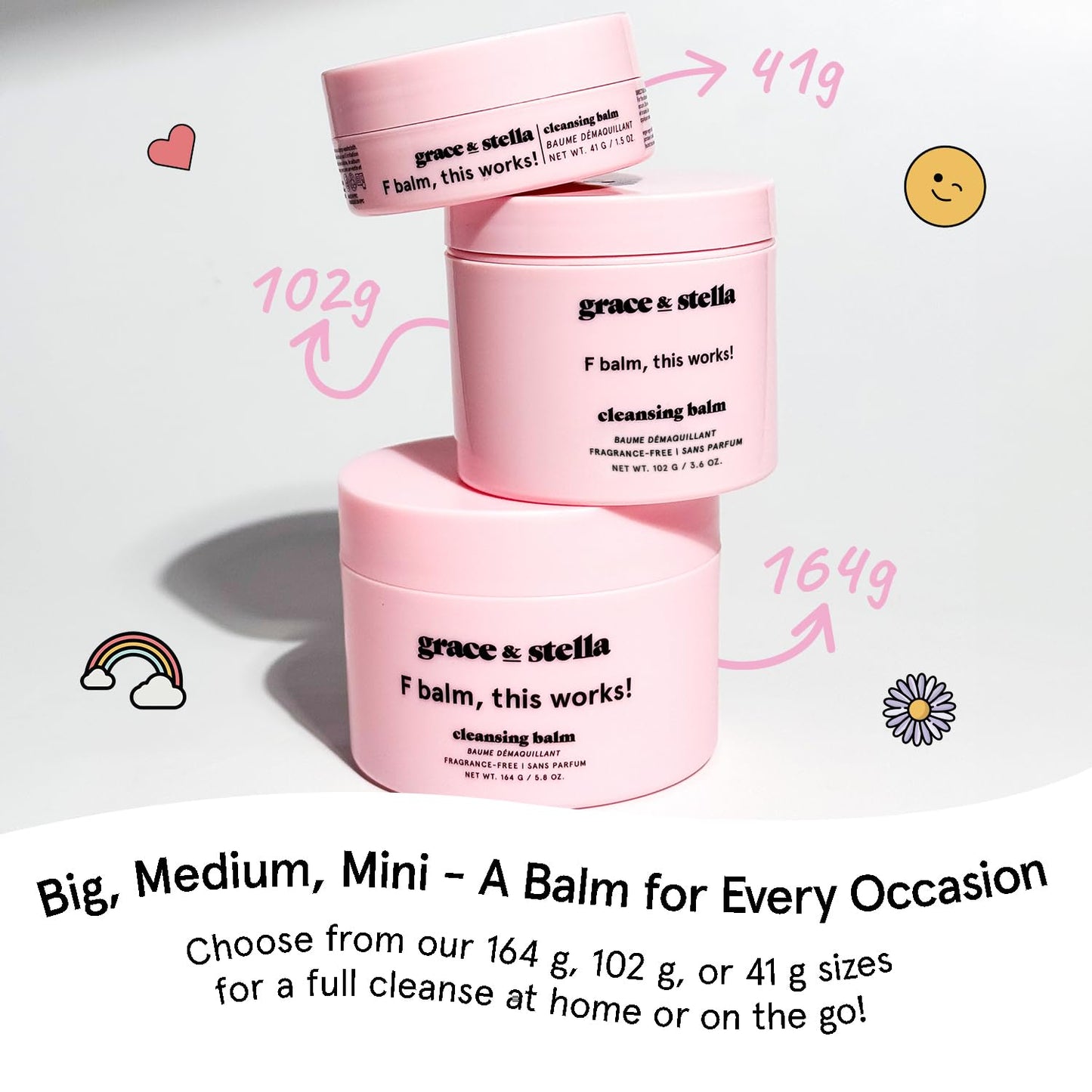 grace & stella Cleansing Balm - Travel Size Makeup Remover - Deep Cleansing & Hydrating Face Cleanser - Dissolves Waterproof Make Up, SPF & Impurities - Gentle on Skin - Vegan Skincare (41 g/ 4.3 oz)