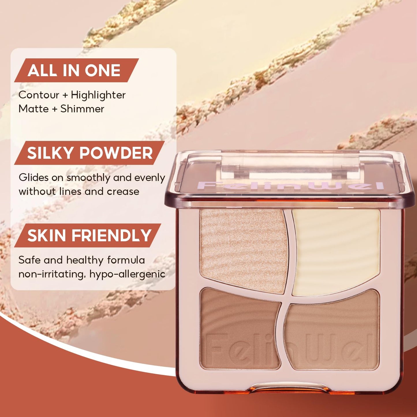 Highlight Contour Makeup Palette Effortless Blending Matte Shimmer Highlighter Palette and Bronzer Powder for Warm Toned Skin