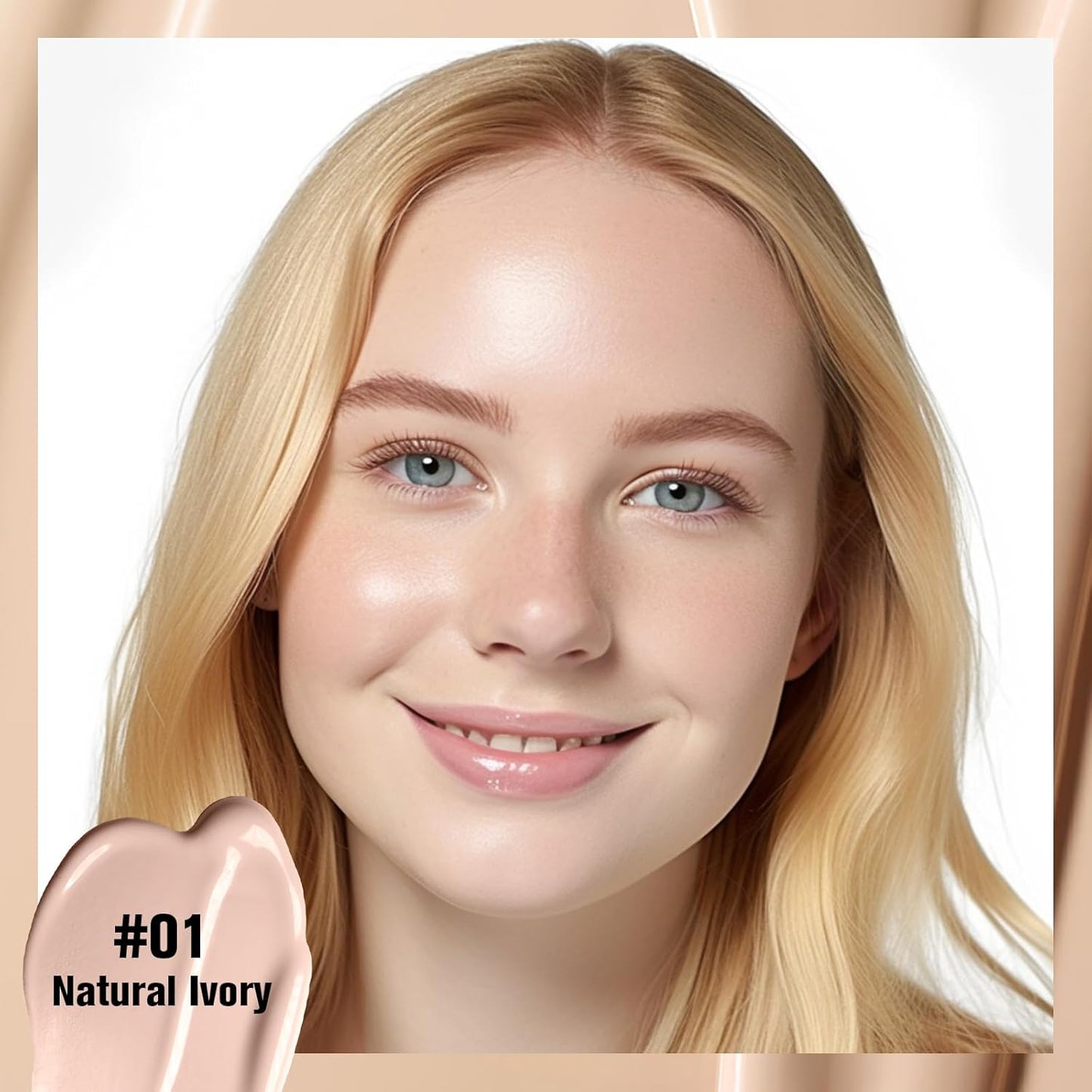 UCANBE Matte Liquid Foundation with Brush, Serum Foundation Face Makeup with Hyaluronic Acid, Medium to Full Coverage Waterproof Oil Control Longwear, for Mature Skin, Natural Ivory, 1 fl. oz.