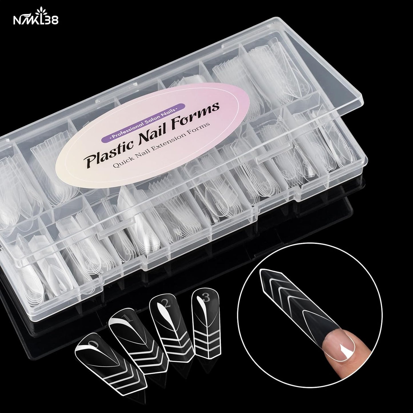 NMKL38 150PCS Dual Nail Forms 15 Sizes Extension Poly Nail Gel Full Cover