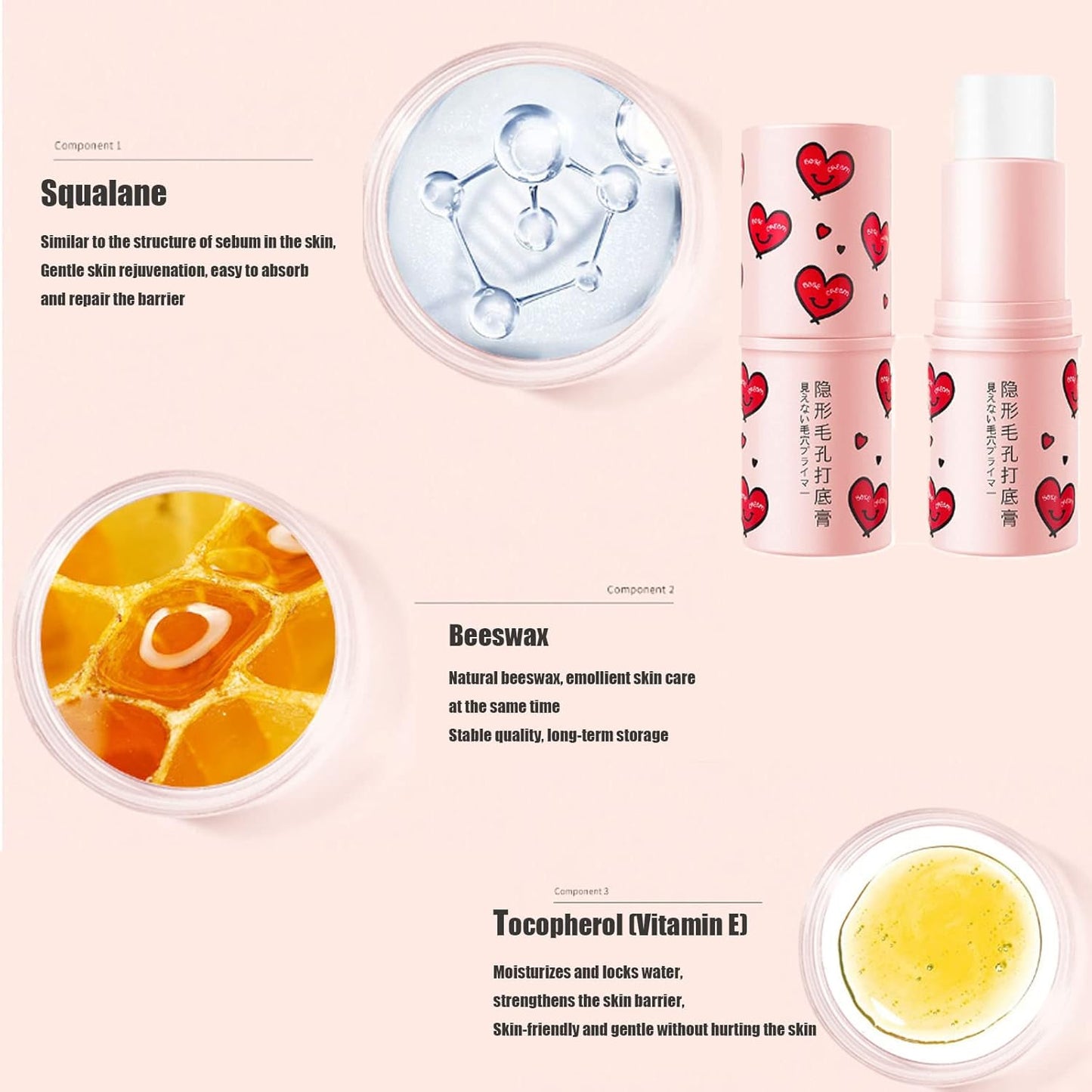 Invisible Pore Stick - Pore Eraser Waterproof Face Primer Makeup Base Oil-control Smooth Fine Lines Isolation Makeup Primer Pore Invisible Cream (1 Pack)