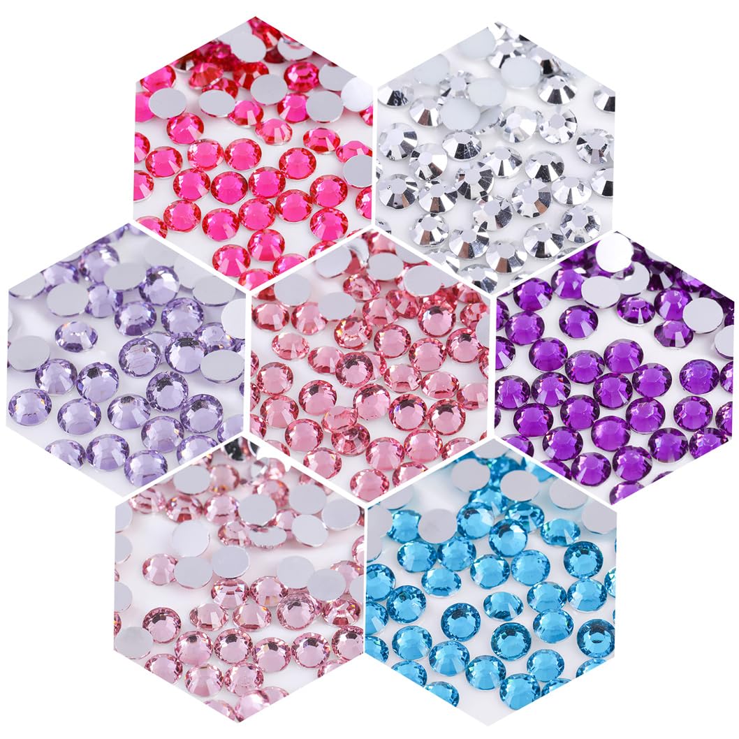 3000 Pieces SS12 3mm Flatback Rhinestones Clear Glass Round Gems Crystals for Nail Art DIY Crafts Clothes Shoes Bags （Light Purple）