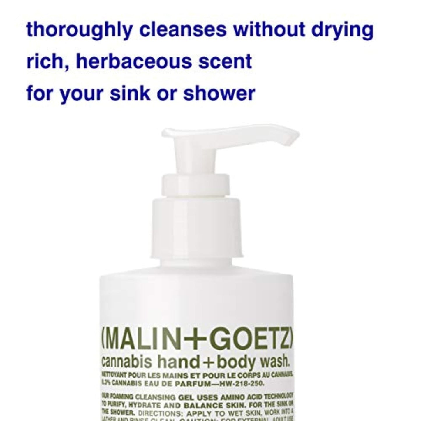 MALIN+GOETZ Cannabis Hand and Body Wash, White, 8.45 Fl Oz (Pack of 1)