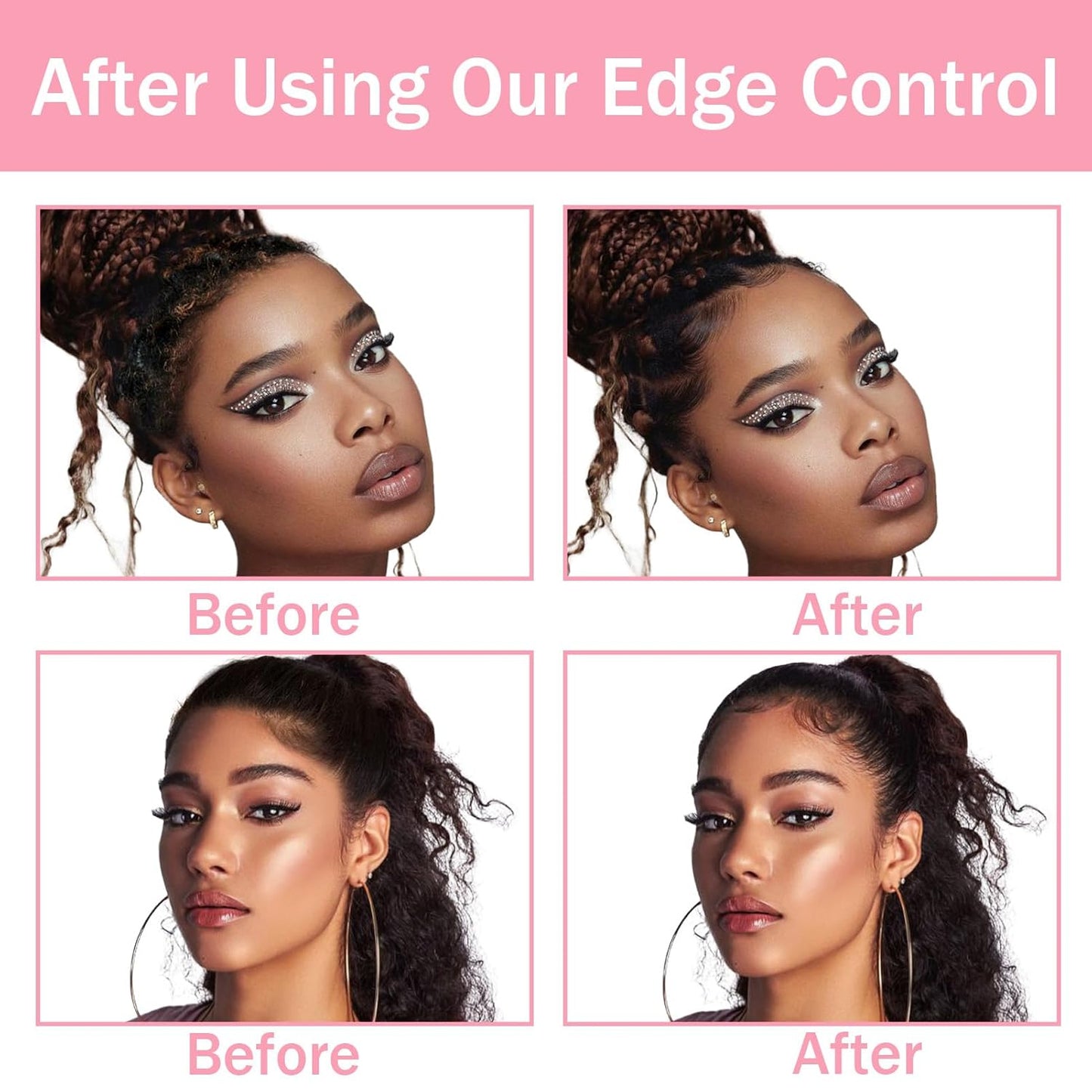 8.25 OZ Edge Control Wax for Women Strong Hold Non-greasy Edge Smoother, Edge Control for Back Hair Extreme Hold Pack, Hair Gel for All Hair Types, No Flaking, Extra Hold Water-based Edge Stay Gel Set