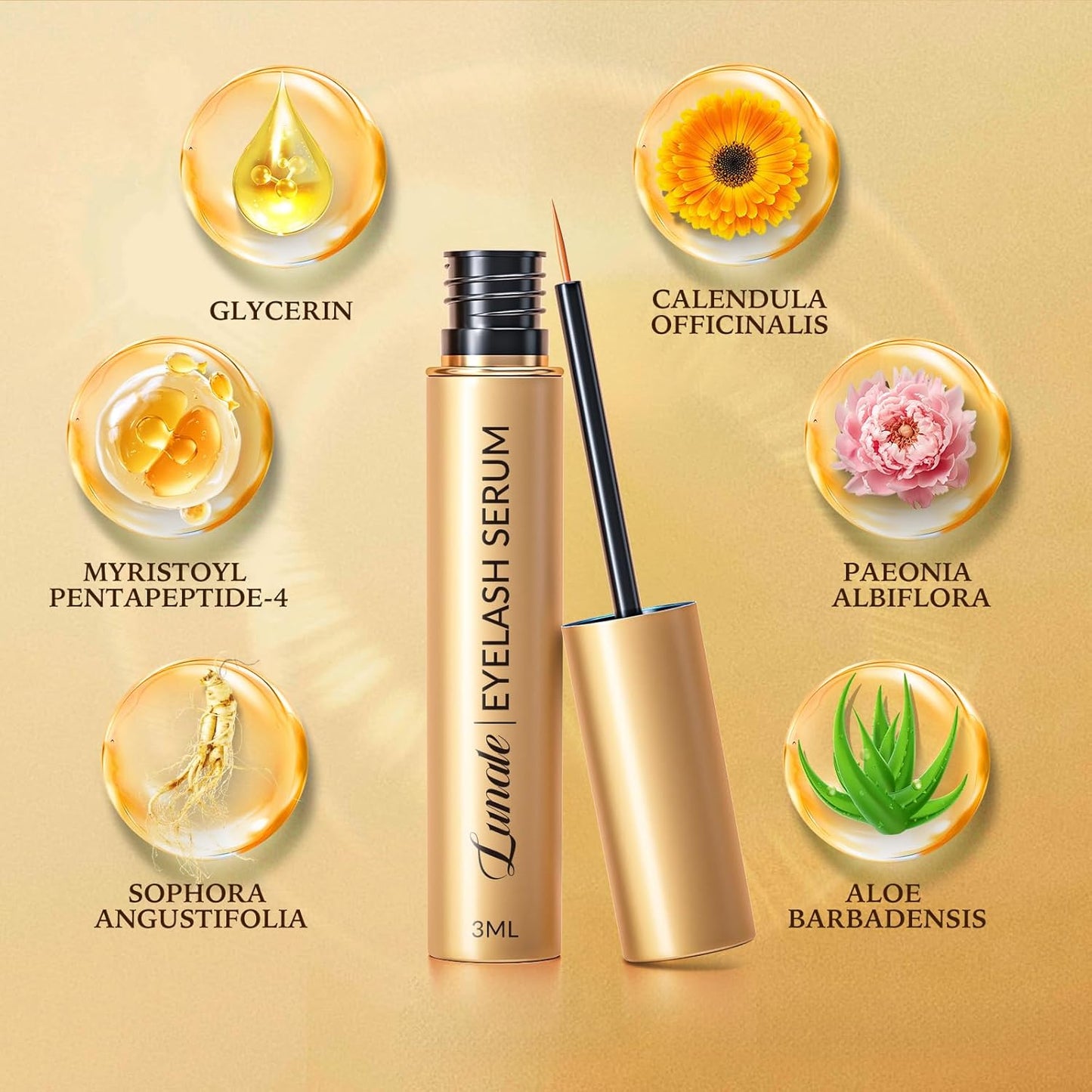 Eyelash Growth Serum with Advanced Formula: Rapid Eye Lash Enhancing Serum for Eyelash and Eyebrow Growth in 3-4 Weeks - Boost Longer Thicker and Fuller Lashes 3ML