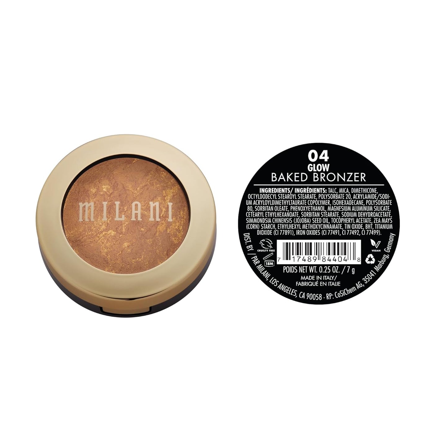 Milani Bronzer Powder - Baked Bronzer Made in Italy, Bronzing Shimmer Highlighter Makeup for Contour -Glow
