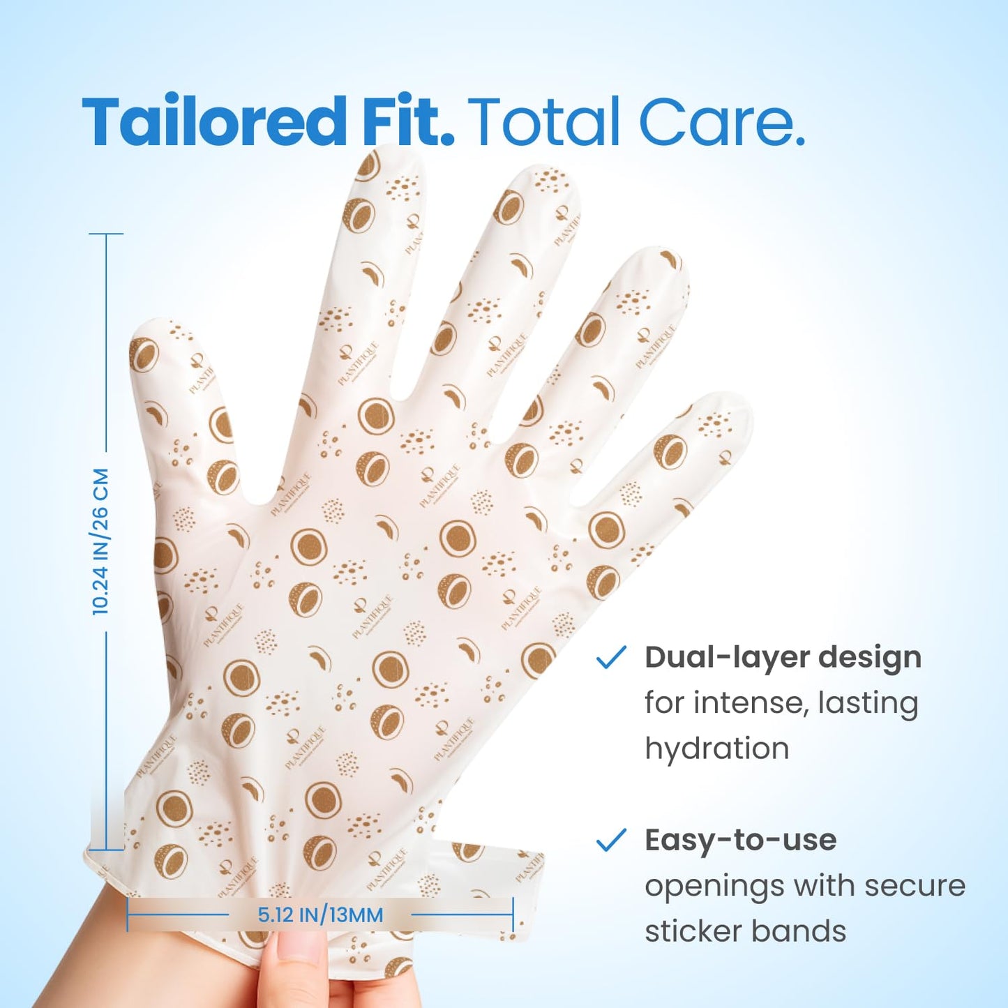 PLANTIFIQUE Hand Mask for Dry Hands – 4 Pairs Moisturizing Gloves with Shea Butter | Hyaluronic Acid & Macadamia | Korean Skincare | Vegan Spa Hand