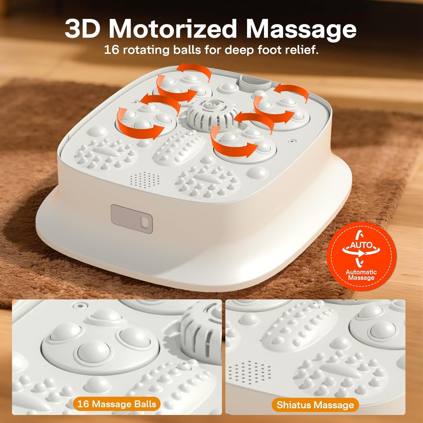 ALLJOY Collapsible Foot Spa Electric Rotary Massage, Foot Bath Massager with Heat, Bubble, Jet, Temp Control & Timer, Red Light, and 16 Shiatsu Massage Balls, Foot Soaking Tub for Stress Relief