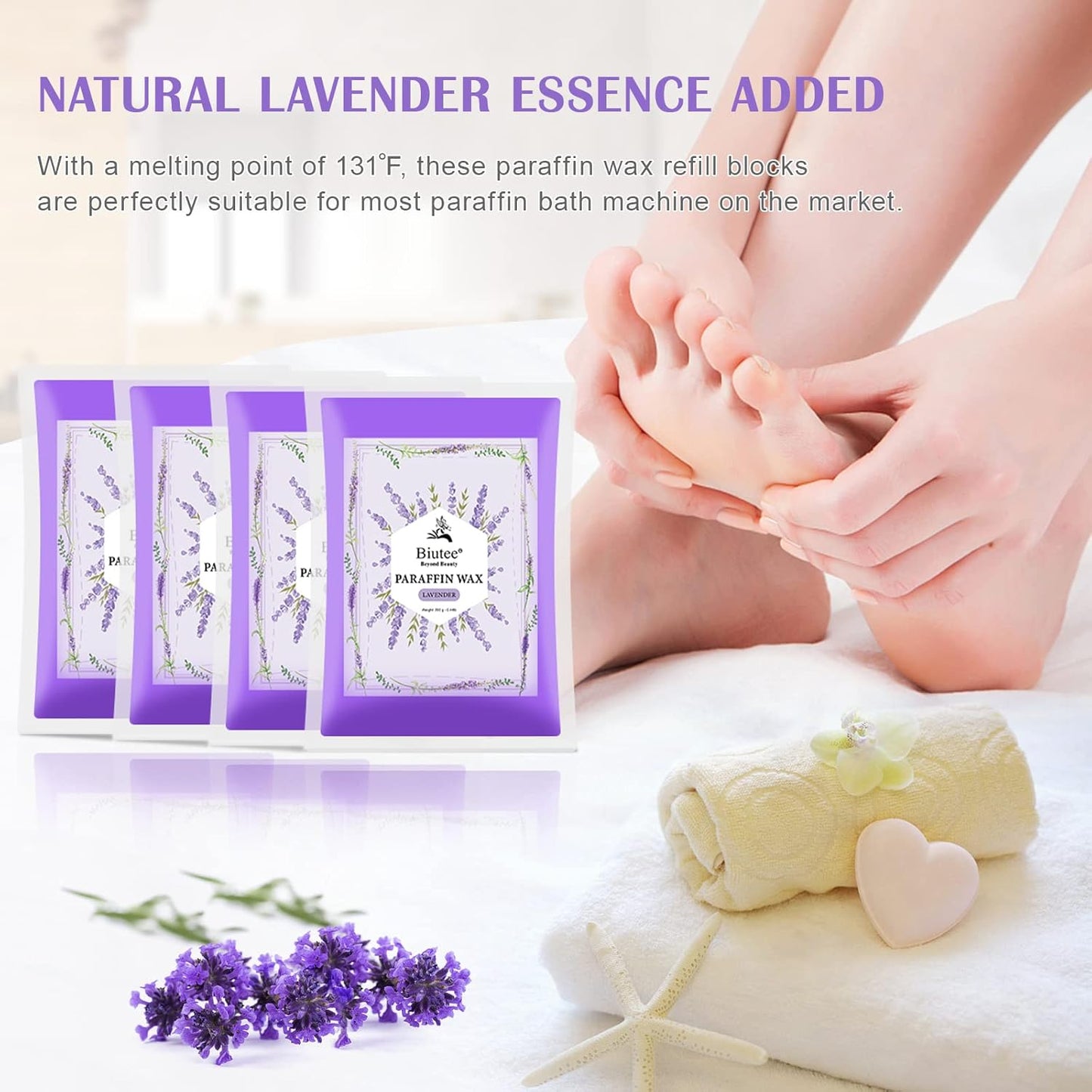 Biutee Paraffin Wax Machine Touchscreen 3500ml Paraffin Wax Warmer with 4 Pack Lavender Wax 30Min Fast Wax Meltdown Temperature Control Paraffin Hot Wax Spa Arthritis Paraffin Bath