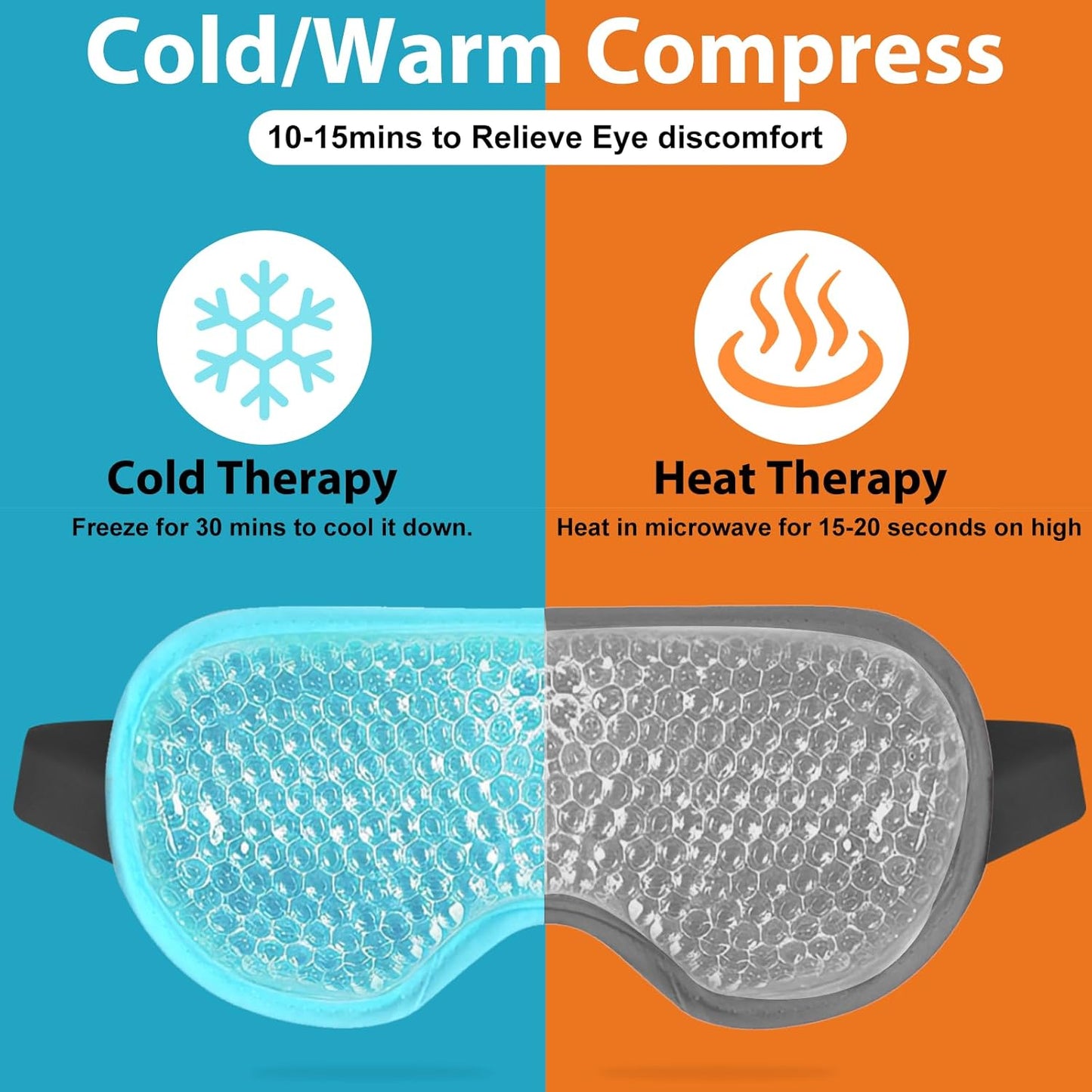 BeeVines Gel Eye Mask, 2 Pack Cooling Ice Masks for Puffy Eyes for Men & Women, Cold & Warm Compress for Post Surgery, Puffiness, Allergies Treatment(Blue & Gray)