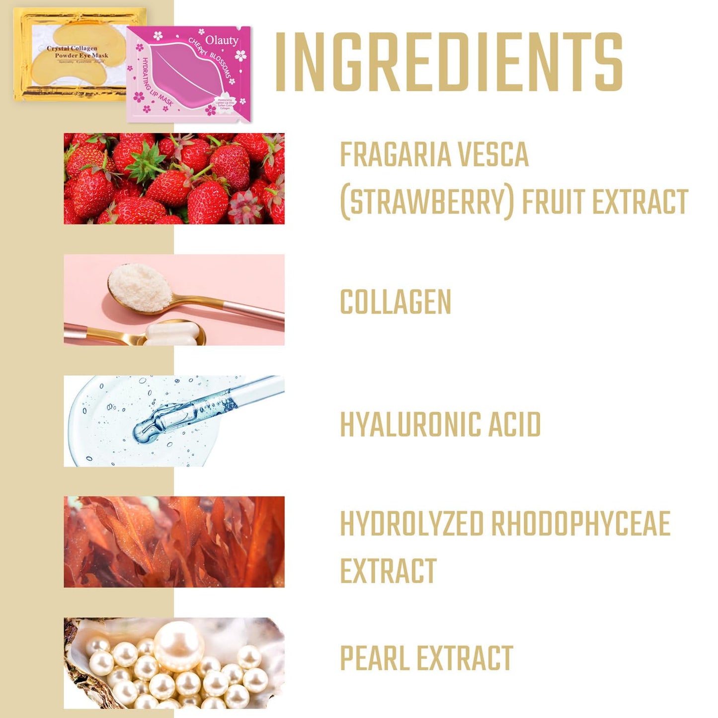 20 Pairs 24k Gold Eye Mask & Lip Mask, Collagen Eye Patches for Puffy Eyes, Effectively Moisturizing Anti-Wrinkles Eye Masks for Puffiness and Dark circles