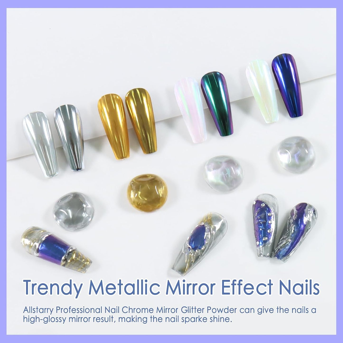 Allstarry Chrome Nail Powder, Metallic Mirror Gold Chrome Powder Pigment Color Changing Chameleon Nail Powder Nail Art Glitter Dust for Gel Nail Manicure DIY at Home Salon Women Gifts