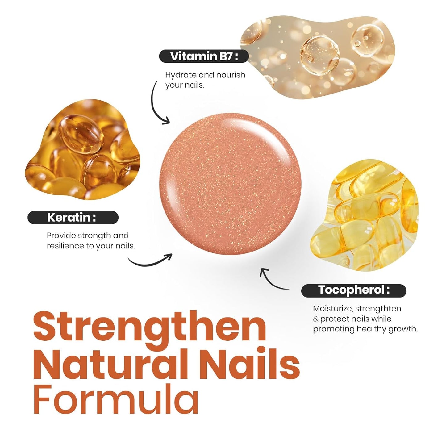 Beetles Glitter Brown Nail Polish –No UV Needed, Air Dry–Rosy Gold Shimmer Nude Rose Nail Lacquer–Fast Drying,Long Lasting,Salon-Quality Polish At-Home DIY