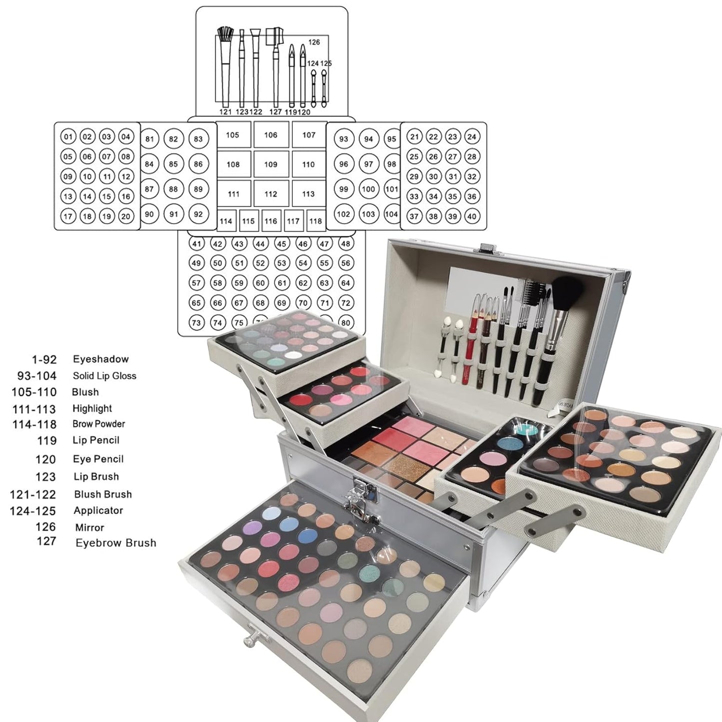 118 Colors Makeup Kit All-in-one Makeup Set, Cosmetic-Gift for Women -Include Makeup Brush Set, Eyeshadow Palette, Brow Powder, Eyebrow Pencil, Lip brush -(Multicolor 101)