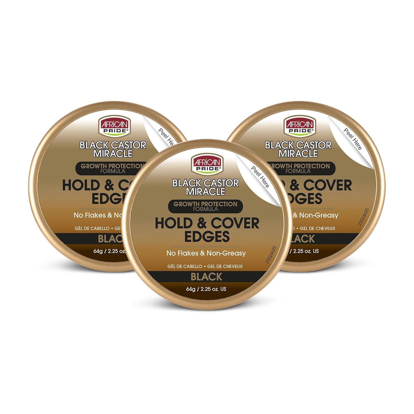 African Pride Black Castor Miracle Hold & Cover Edges Hair Gel with Black Castor Oil & Coconut Water Edge Control for Braids, Locs, Slick Styles & Strong Hold 2.25oz