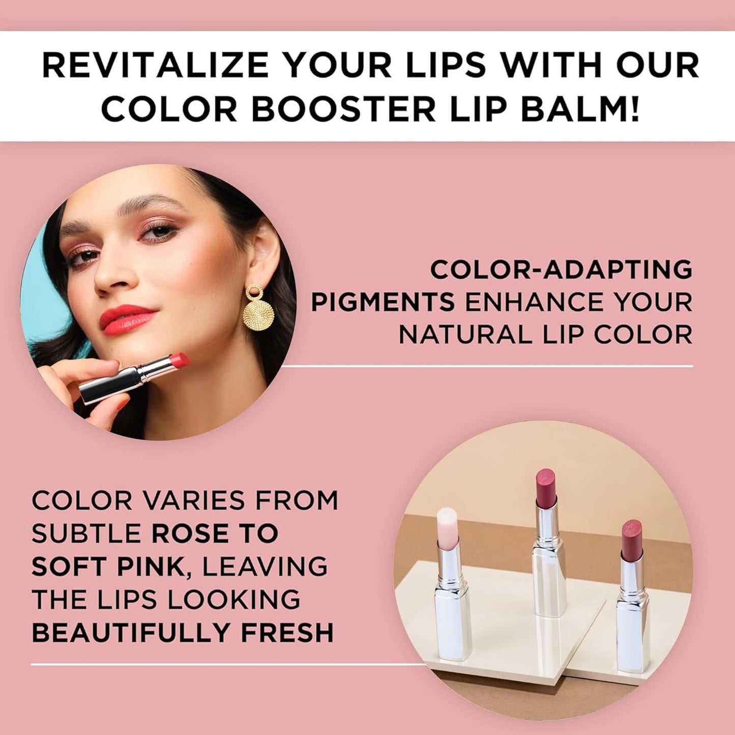 ARTDECO Color Booster Lip Balm in coral - nourishing lip balm with color-adapting pigments - lip plumper with spearmint flavor - prevents dryness & chapping - lip care with kernel oil - 0.1 Oz