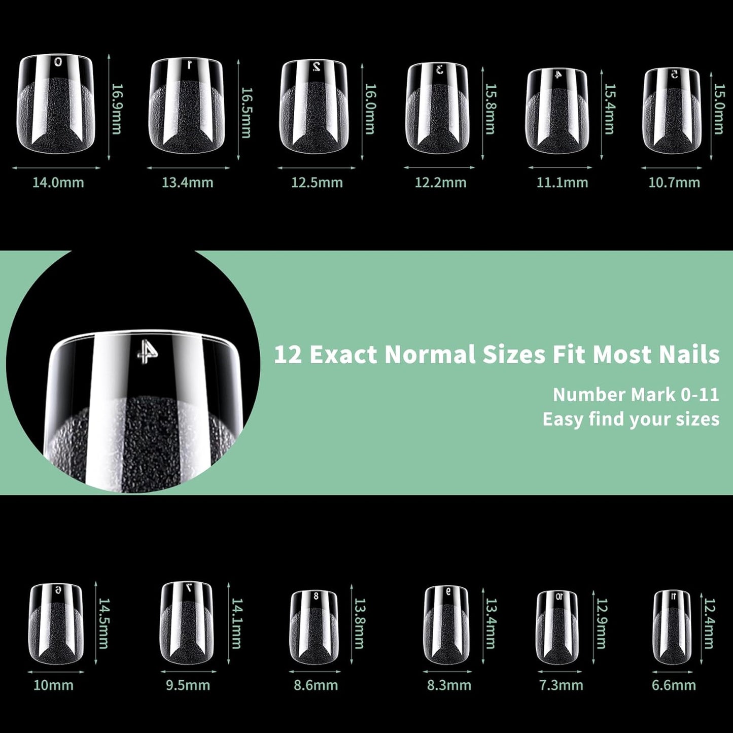 Extra Short Square Nail Tips, 216pcs Acrylic Soft Fake Nails Gel Nail Tips, Full Cover Pre-Shaped Matte Clear Press on Nails for Extension, Diy at Home Manicure 12 Sizes