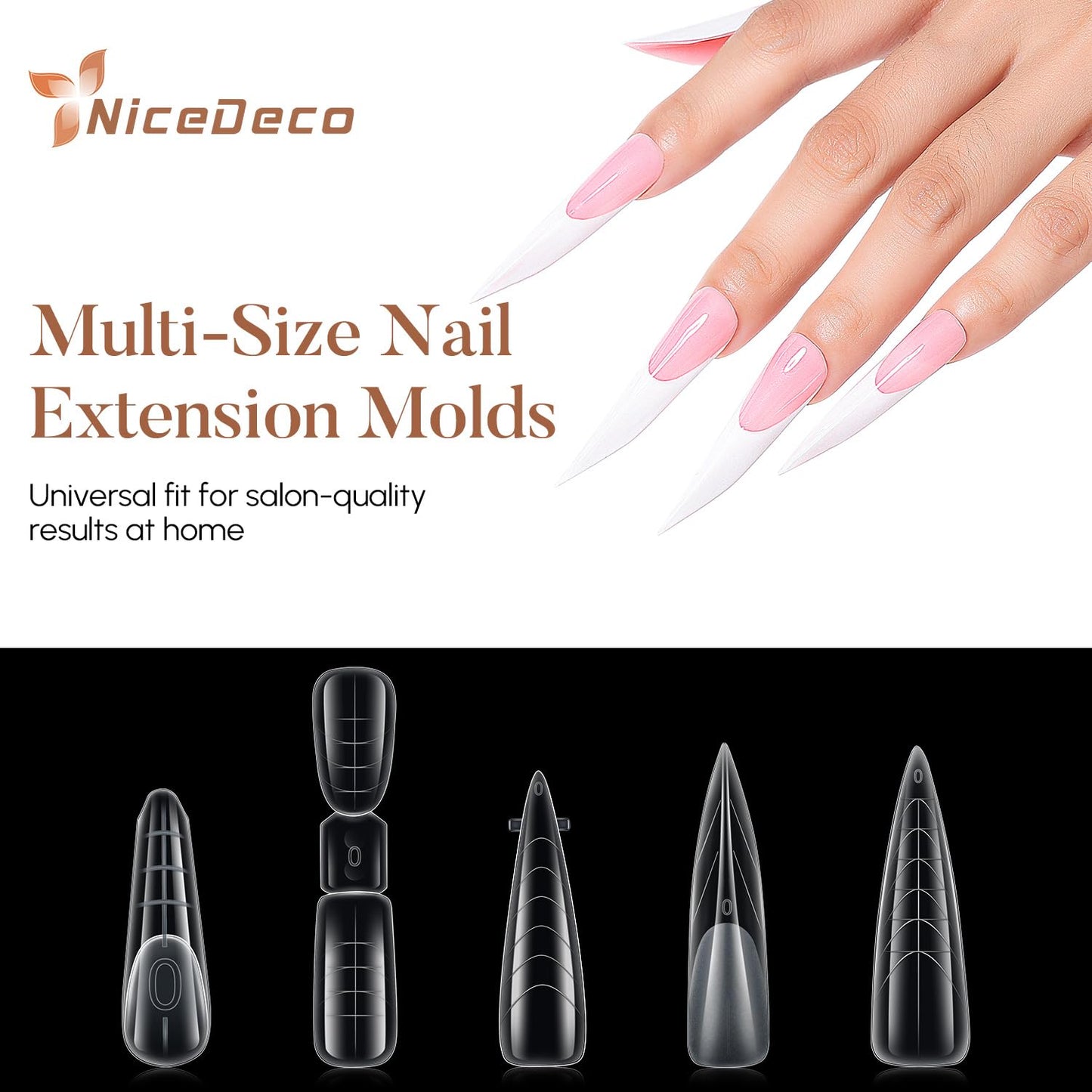 Poly Extension Gel Dual Nail Forms, 120pcs Nail Molds for Builder Extension, 5 Style 12 Size Dual Forms for Gel Nail Tips Nail Art Design Salon DIY Kit 1