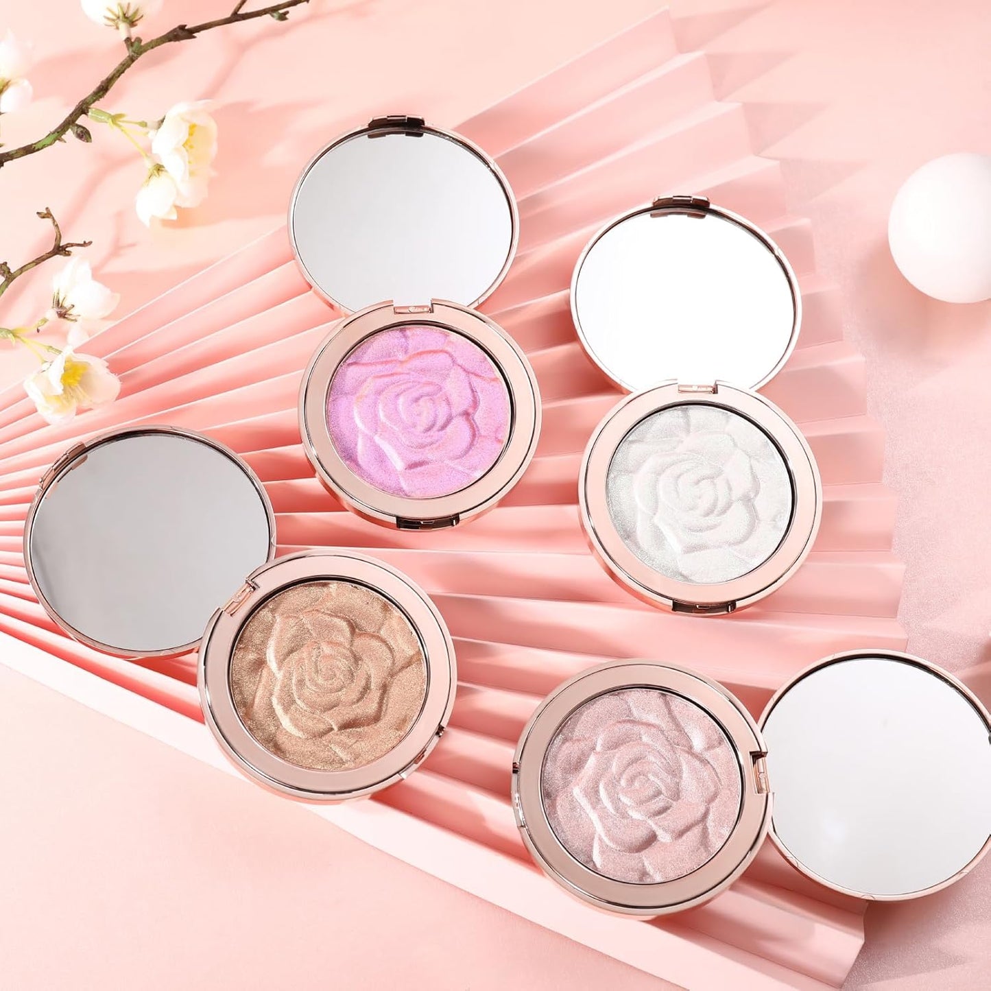 Highlighter Makeup, Cream Highlighter, Face Highlighter, Long Lasting Glitter Highlighter Makeup Palette - Purple Highlighter Makeup