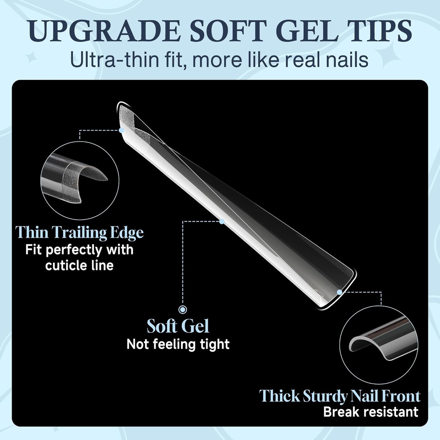 504PCS No C Curve Nail Tips Square XXL Extra Long Tapered Square Nail Tips for Acrylic Nails Professional 12 Sizes Half Cover Straight Clear Fake Nails for Nail Extensions Salons DIY at Home