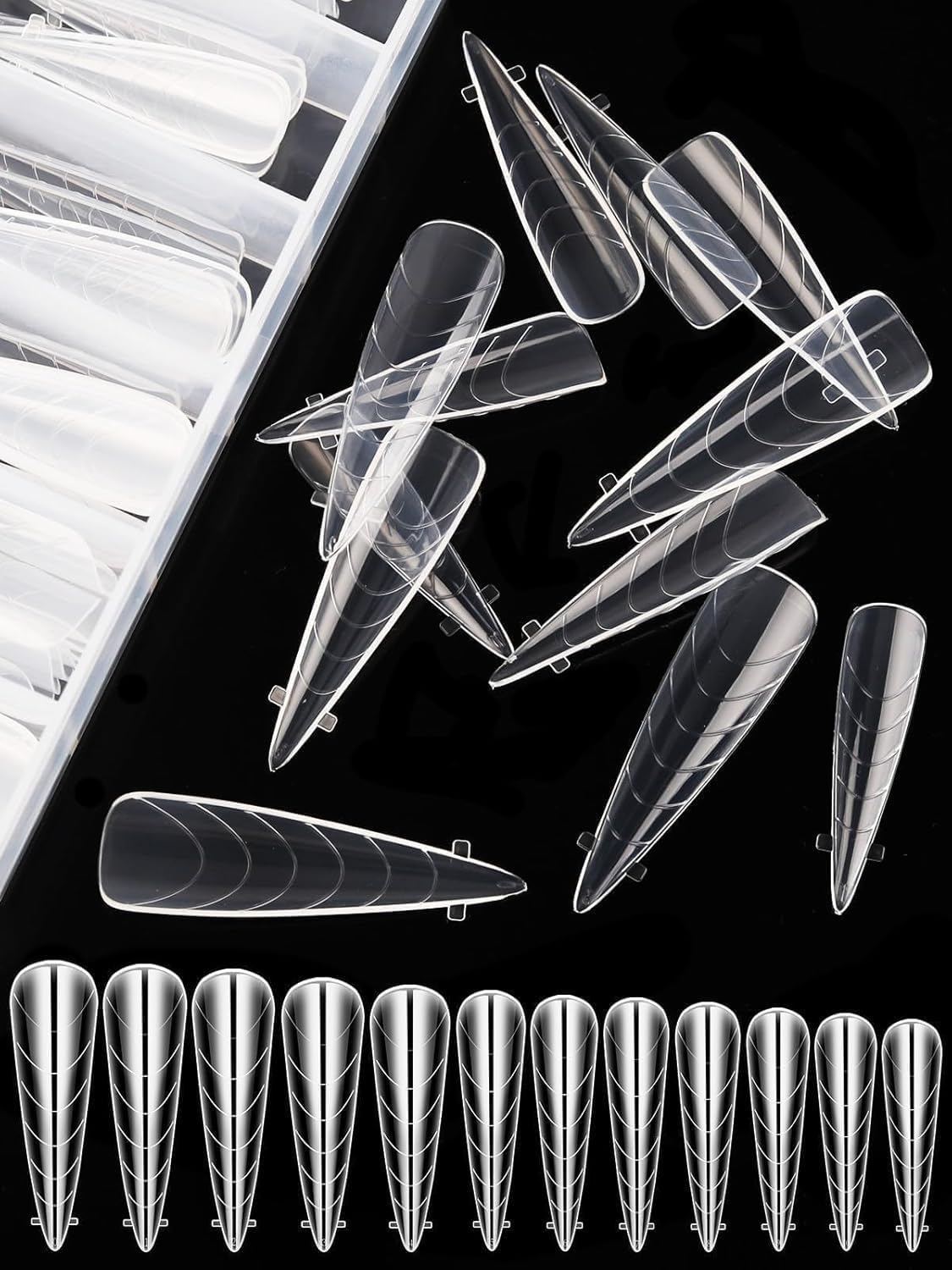 EBANKU 120Pcs Poly Gel Nail Forms, Long Stiletto Clear Dual Forms for Poly Extension Gel Structure Nail Tips Molds for Nail Art Design Salon&DIY