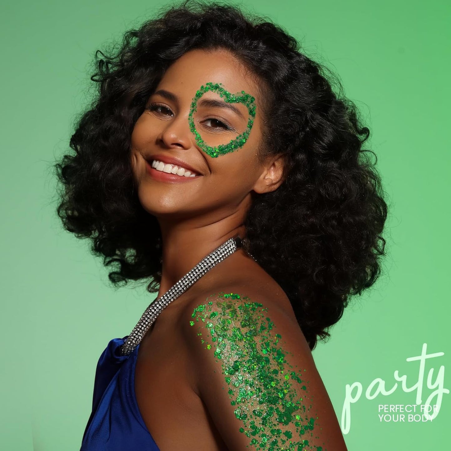 Teenitor Green Body Glitter, Face Glitters, Green Glitter, Body Glitter Gel, Hair Glitter Gel, 80g/2.8oz Holographic Glitter for Face Body Hair, Glitter Makeup for Kids