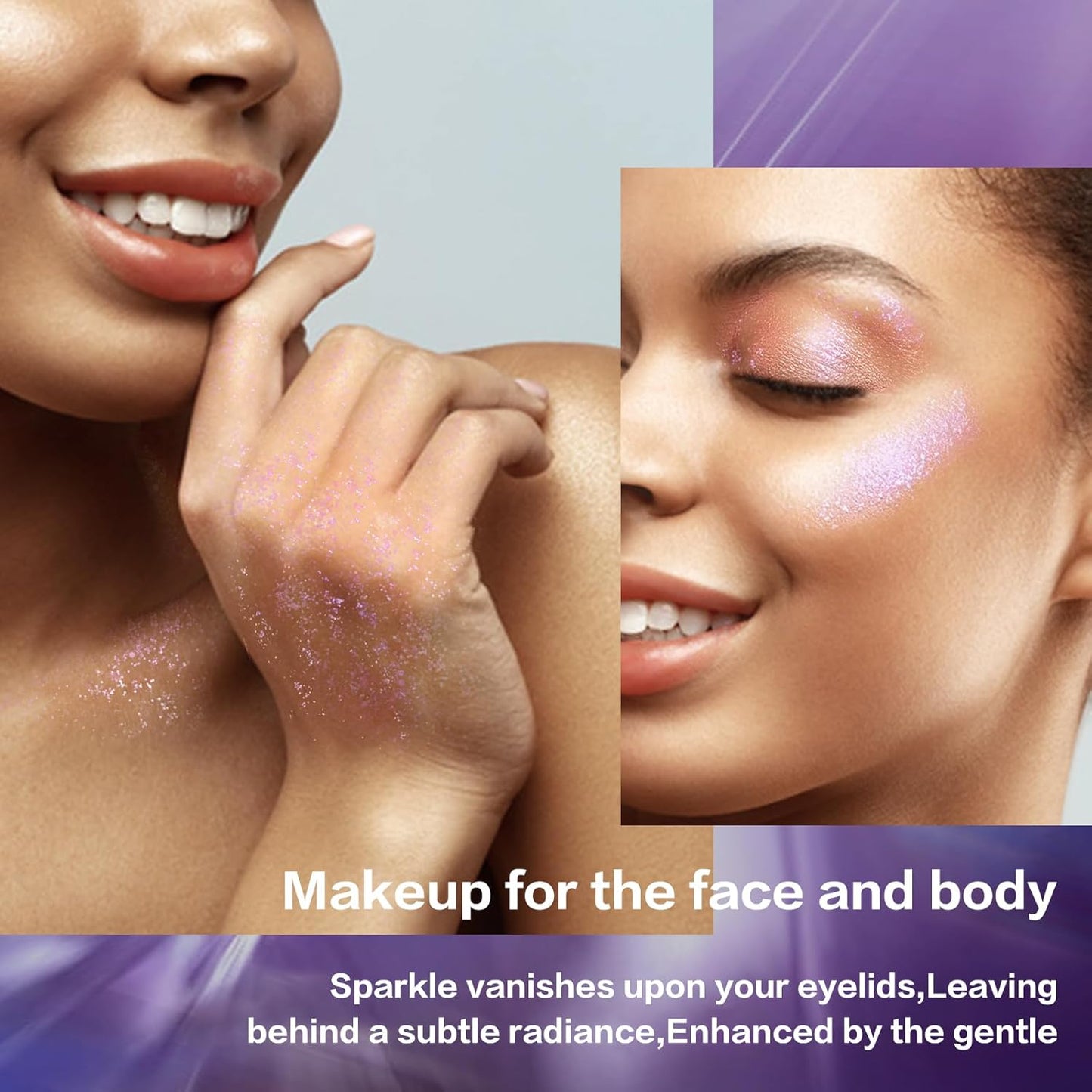 LANGMANNI Holographic Body Glitter Gel for Body, Face, Hair and Lip.Color Changing Glitter Gel Under Light. Vegan & Cruelty Free-1.35 oz (3# Neon Violet+4# Sapphire Blue)