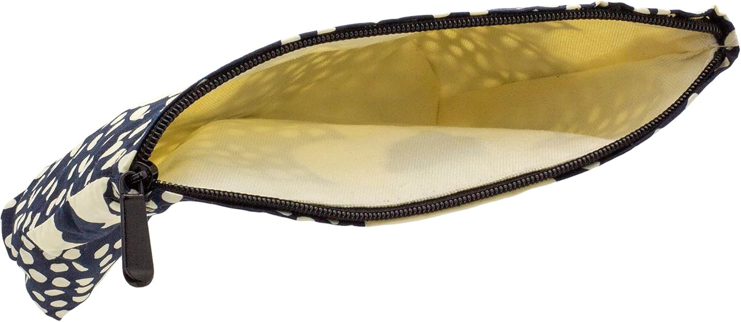 PAZIMIIK Floral Makeup Bag Large Cotton Zipper Pouch for Purse Travel Canvas Make Up Organizer for Women Cosmetic,Floral Navy Blue