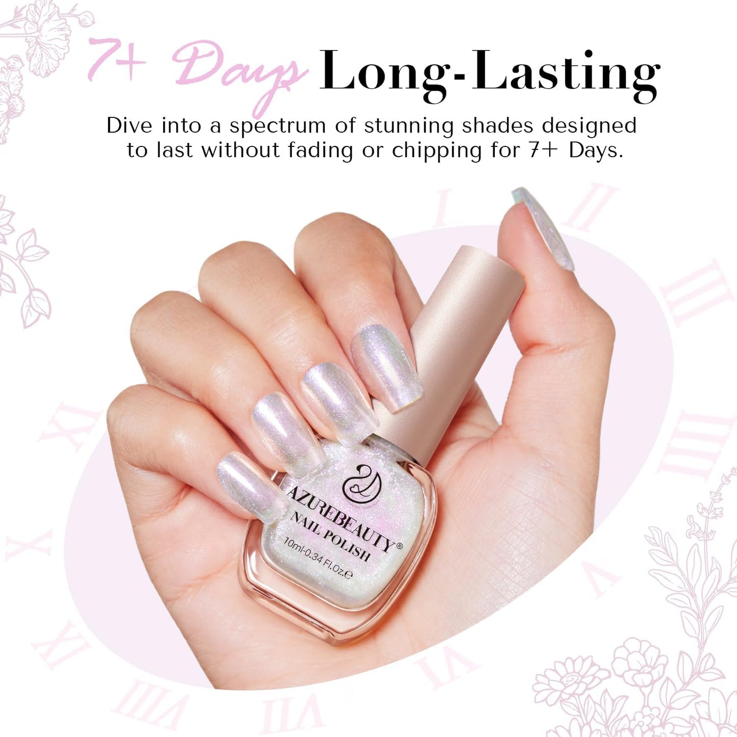 AZUREBEAUTY Shine Glitter Nail Polish Quick Dry Vegan Nail Polish Natural Shine Nail Lacquer Salon-Quality for Women Girl Gift Set 1Pcs 0.34 fl oz