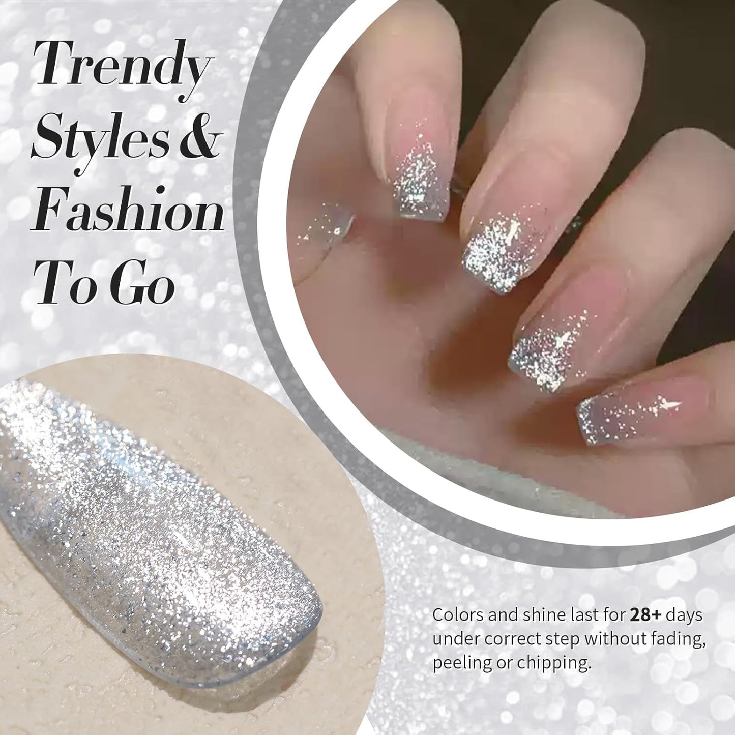 Born Pretty Cat Magnetic Eye Gel Nail Polish, Silver Platinum Cat Magnetic Gel, Sparkle Glitter Magnetic Soak Off U v Nail Gel Diy Art Manicure Nail Salon Varnish 15ML