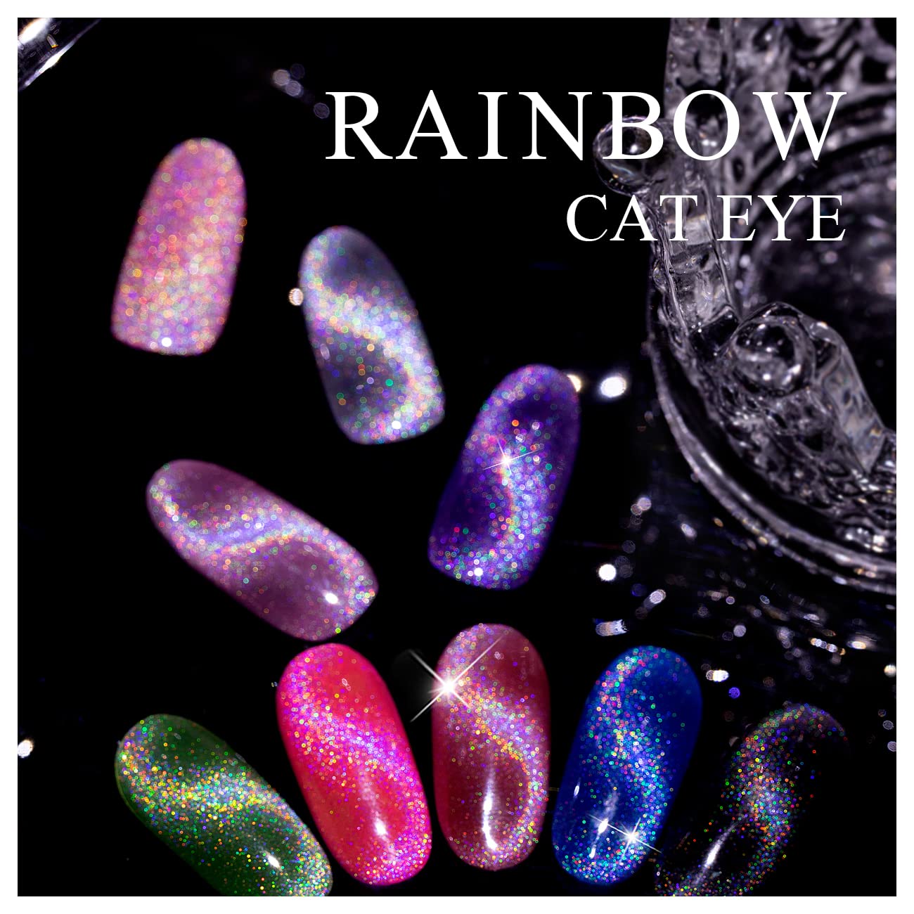 RARJSM Cat Eye Gel Nail Polish, Magnetic Gelpolish Red Galaxy Chameleon Effect Holographic Glitter Gel Soak Off U V L E D DIY Manicure Art for Salon Designs and Home DIY 7.5ML/0.26fl oz