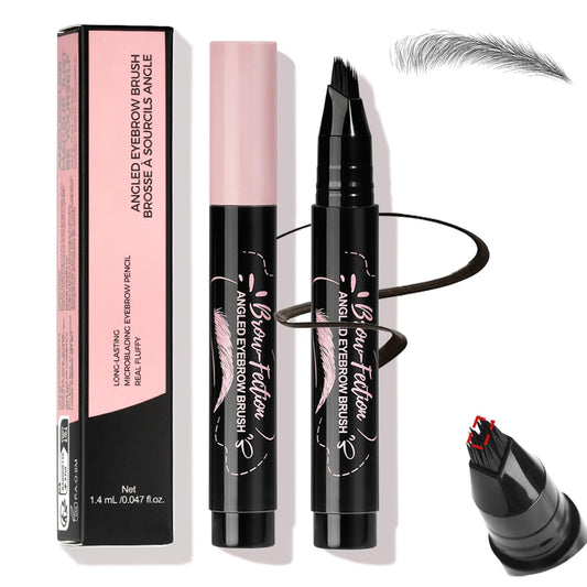 Eyebrow Pen, Waterproof Eyebrow Pencils for Women - Angled Brow Brush & Multi-Fork Tip Microblading Brow Pen, Precisely Creates Natural Hair-Like Brows, Easy to Use 05-Black